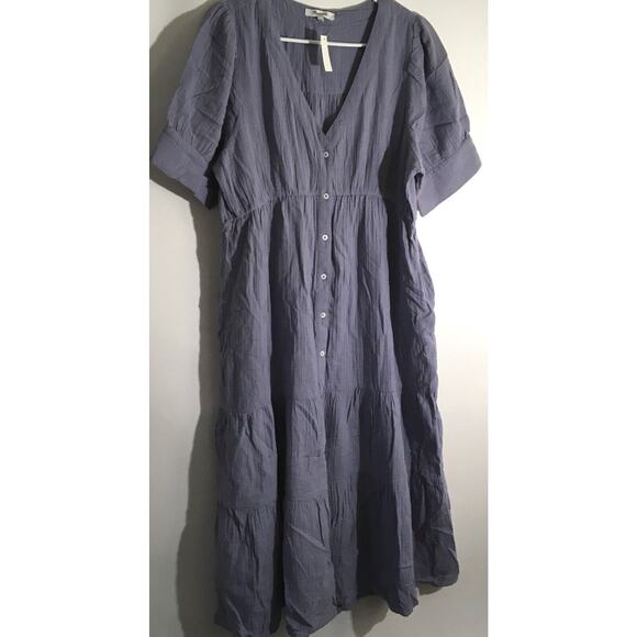 Madewell Dresses & Skirts - Madewell Women's Size 12 Purple Lightspun Button-Front Tiered Midi Dress